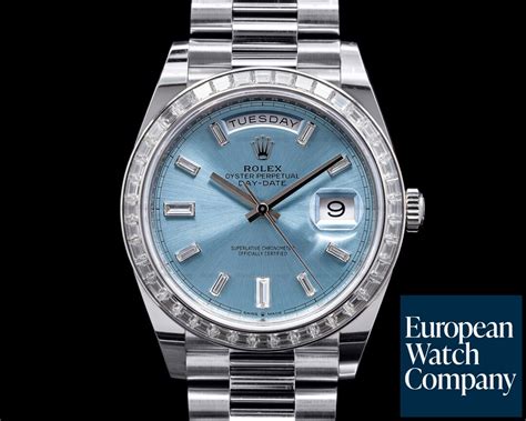 rolex day date 40 platinum diamonds price|rolex day date platinum baguette.